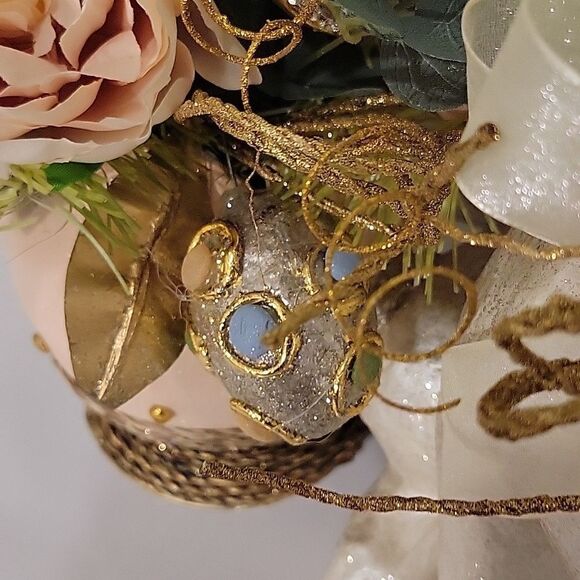 PIER1 EASTER IVORY CAPIZ FLORAL BUTTERFLY EGG GLAMOUR BUNNY CENTERPIECE PIER One - Picture 13 of 14